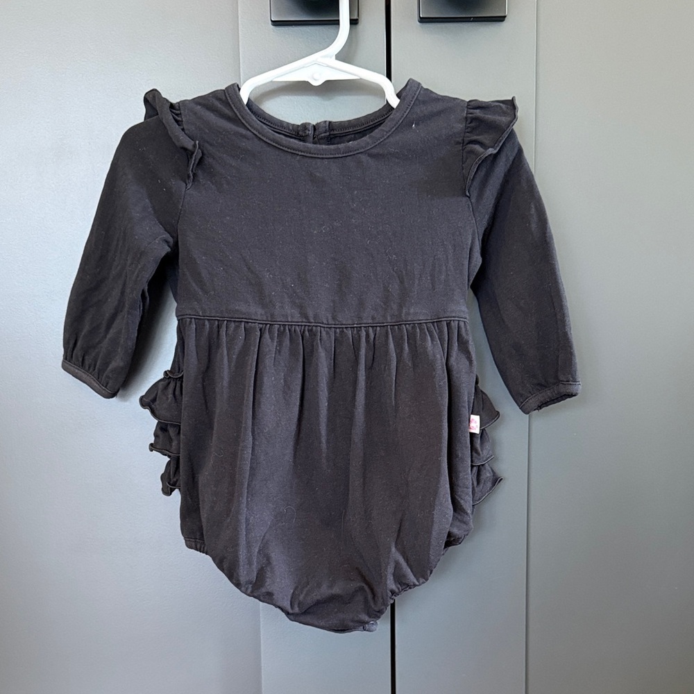 Ruffle Butts Black Long Sleeve Onesie